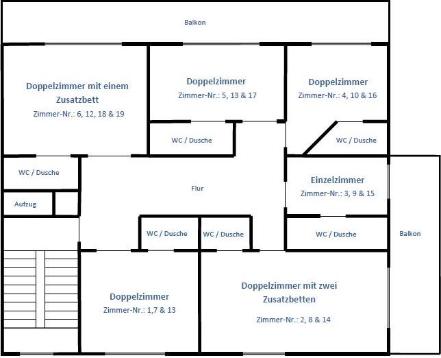 Grundriss 1.-3. Stock