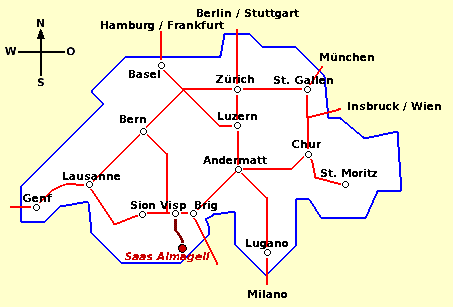 Anreise in der Schweiz